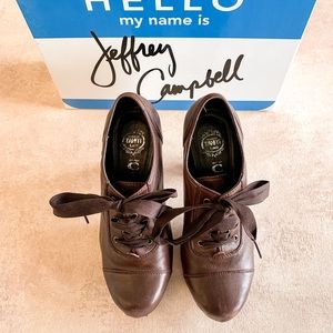 Jeffrey Campbell Brown Leather platform booties